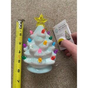 Merry Moments Ceramic Christmas Tree Nostalgic Ornament Blue NWT